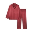 thumbnail image 2 of Onimisc Men Satin Silk Pajamas Sets Long Sleeve Sleepwear Button-Down PJs Sets Two-Pieces Loungewear with Pockets, 2 of 7