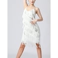 thumbnail image 3 of Kaerm Women's 1920s Flapper Dress Spaghetti Straps Sequin Fringe Latin Dance Dress Party Dancewear Silver M, 3 of 5
