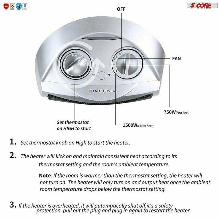 Space Heater Portable Electric Heaters for Indoor Use Tower Fast  Oscillating Quiet 1500W Ceramic 13 5 Core HTR H - Walmart.com