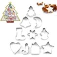 thumbnail image 1 of 10 cortadores de galletas navideños de acero inoxidable con forma de árbol de Navidad, estrella, ángel, campana, media, corazón y hombrecito de jengibre., 1 of 2
