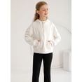 thumbnail image 2 of Hotiary 7-14Y Girls Casual Half Ziper Hoodies Long Sleeve Solid Color Pullover Sweatshirts With Thumb Hole, 2 of 8
