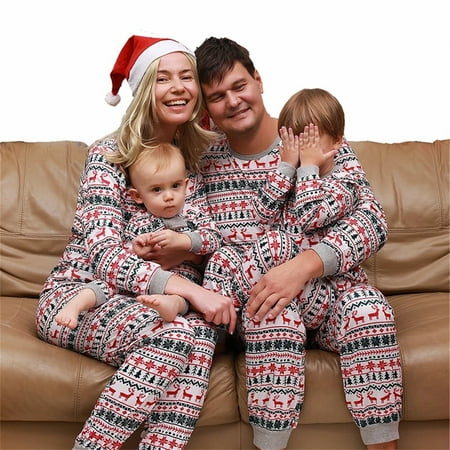 

Zukuco Holiday Christmas Pajamas Family Matching Pjs Set Parent-child Xmas Pajamas Jammies for Couples Dad Mom Kids Baby