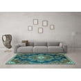 thumbnail image 3 of Ahgly Company Indoor Round Medallion Turquoise Blue Traditional Area Rugs, 5' Round, 3 of 4