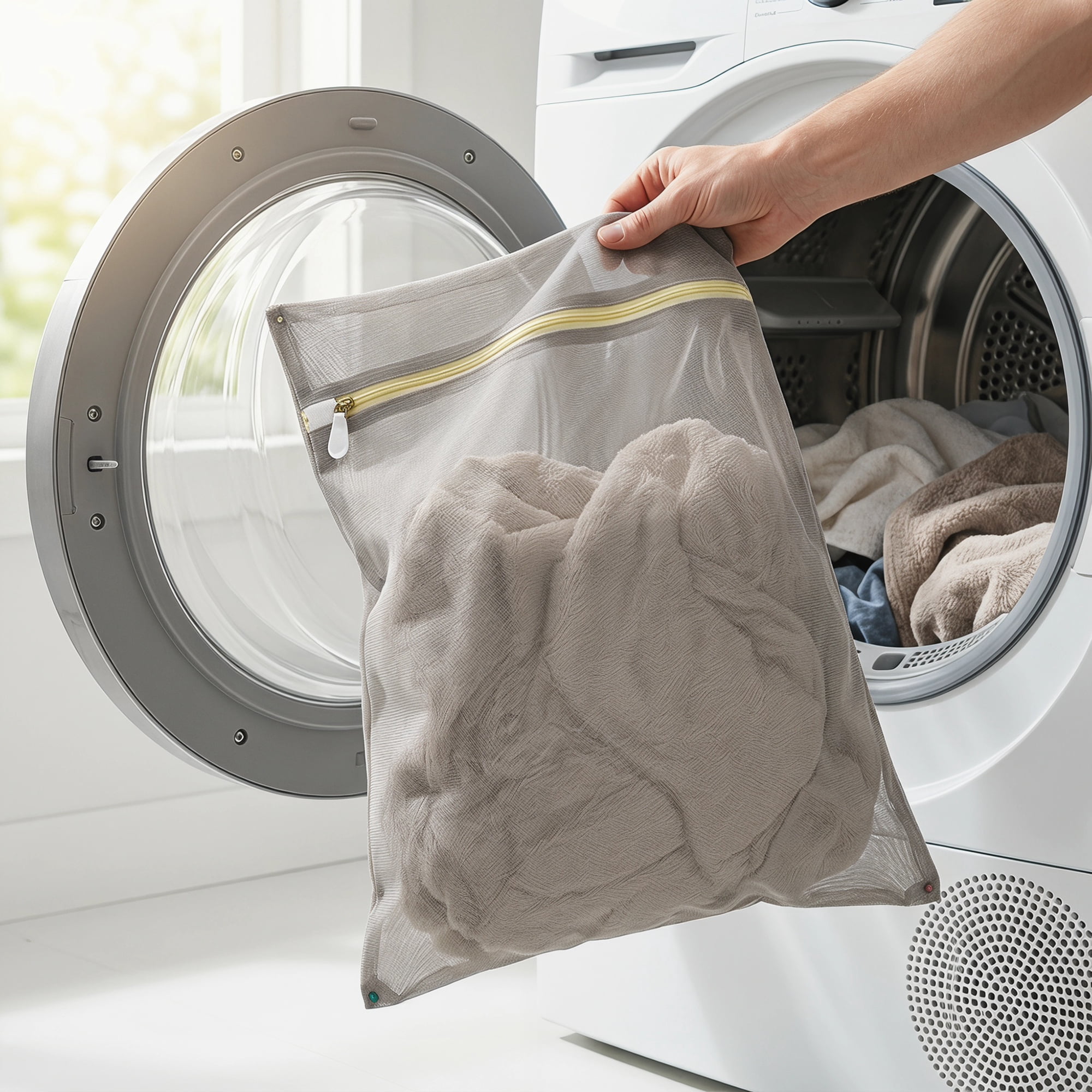 Unique Bargains 6Pcs Durable Zipper Closure Mesh Laundry Bag Gray