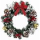 thumbnail image 1 of Christmas Door Wreath, 30cm Christmas Wreaths for Front Door, Christmas Decoration Door Wreath With Bow, Bell, Pine Cone (White+Green), 1 of 5