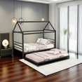 thumbnail image 7 of Twin Size Metal House Shape Platform Bed with Trundle, 7 of 7