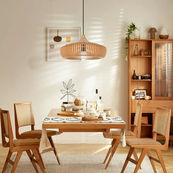 UEEYAC Japanese Style Wooden Living Room Pendant Light