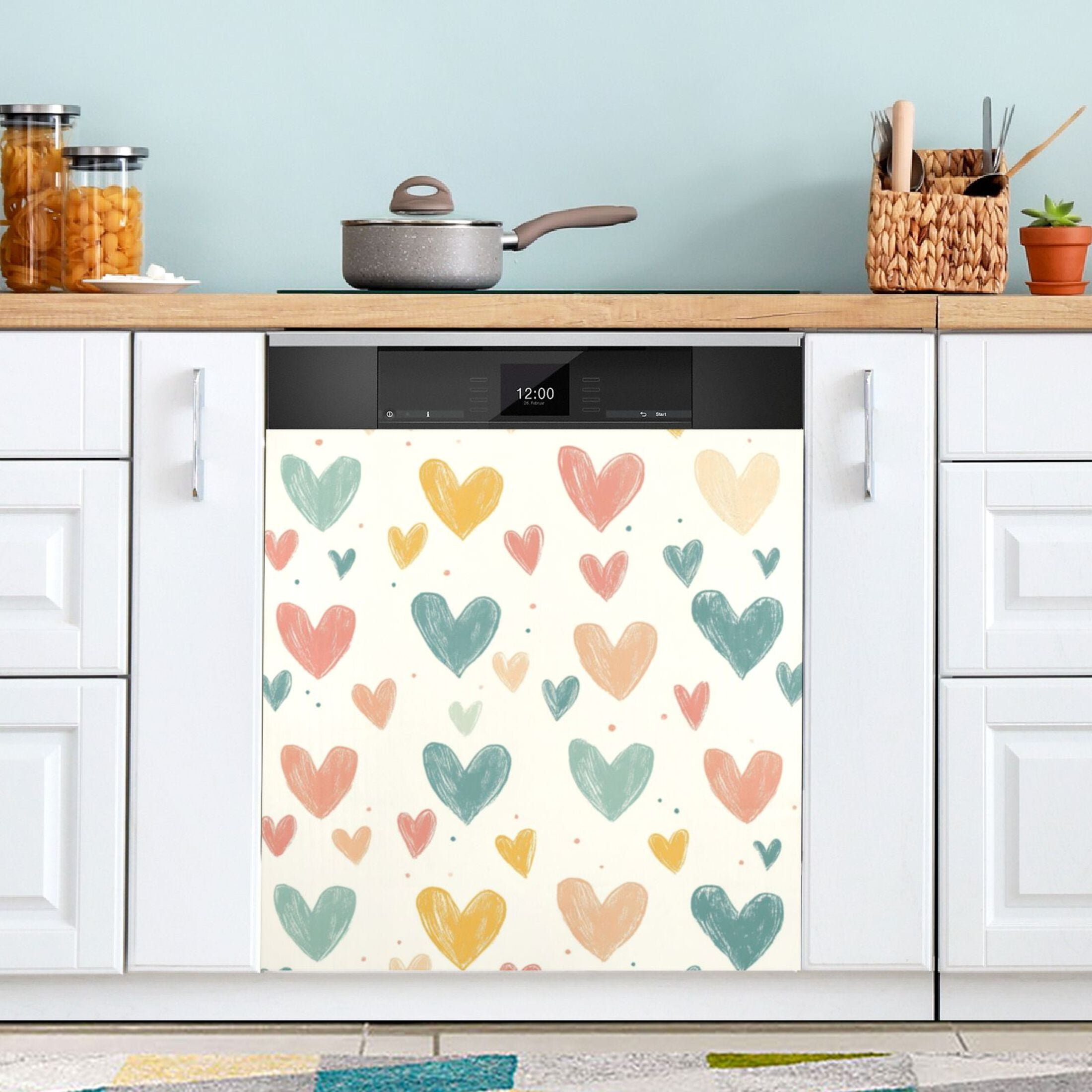 Dishwasher Magnetic Sticker 23x26 Inch Refrigerator Magnetic Sticker Washing Machine Magnetic Sticker Kitchen Panel Magnetic Sticker Home Decor Nice Heart Pattern