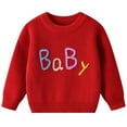 thumbnail image 1 of Chandail d'Automne et d'Hiver pour Tout-Petits Garçons Filles à Manches Longues Col Ras du Cou Chandails Doux Chandail à Enfiler Vêtements pour Bébé Enfants Rouge, 3-6 m, 1 of 7