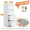 thumbnail image 2 of AOBABO 4 Drawer Vertical Metal File Cabinet w/ Lock, Fully Assembled, White, 2 of 12