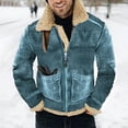 thumbnail image 2 of ManxiVoo Winter Coats for Men Leather and Integrated Lamb Men's Jacket with Thickened Suede Jacket for Warmth Jackets for Men Blue XXXXL, 2 of 5