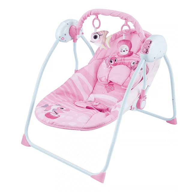 Silla Mecedora Para Bebes Columpio Control Remoto Mosquitero Rosa