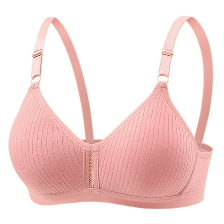 Weekend Special: T-Shirt Bras for Women Underwire  Sujetadores Grandes para Mujer  Women Solid No-wire Threaded Gathered Back Button Underwear Bra SOPATENOR Pink 36/80