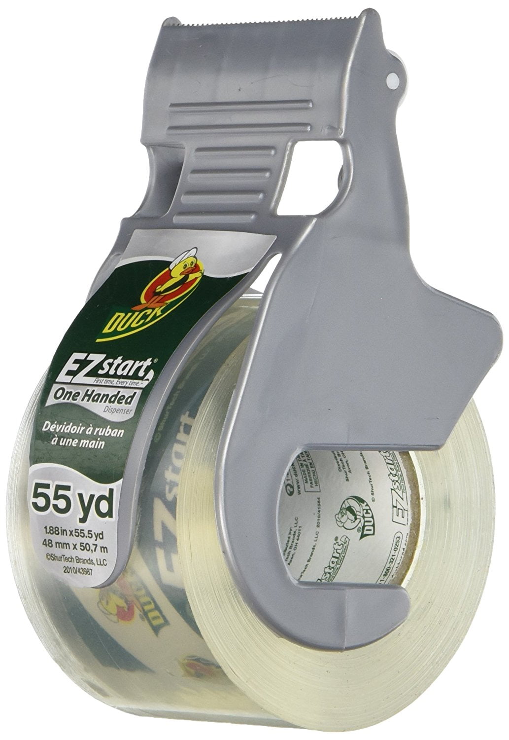 Duck Products Duck EZ Start Premium Packaging Tape w/Dispenser, 1.88amp