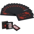 thumbnail image 1 of Waterproof Playing Cards with Unique Pattern & Flower Backing - Cool Black PVC Flexible Classic Magic Poker Tricks Tool, 1 of 5