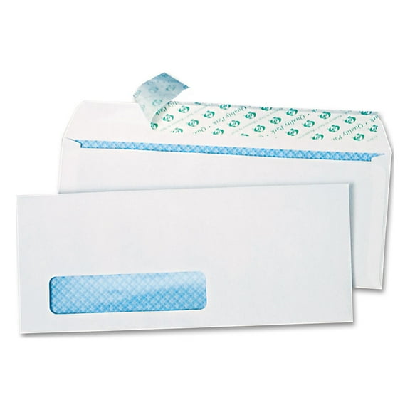 Quality Park Redi-Strip Security Tinted Envelope, #10, Commercial Flap, Redi-Strip Closure, 4.13 x 9.5, White, 500/Box (69222)