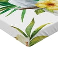 thumbnail image 2 of Ambesonne Animal Fitted Sheet, Hibiscus with Wild Birds, Queen Size, White Yellow Green, 2 of 3