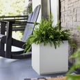 thumbnail image 3 of Metallic Cube Planter 17Lx17Wx20H inches, Large  Outdoor Square Planter 24lbs White, 3 of 6