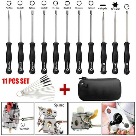 

Dheera 11Pcs/set Screwdriver Set with Bag Brushes Adjustment Tool Kit Tune Up for Common 2 Cycle Carburator