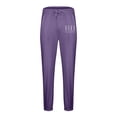 thumbnail image 4 of safuny Men's Jogger Cargo Sweatpants Sport Outdoors Holiday Athletic Outwear Work Dungarees Activewear Letter Printed Elastic Waist Casual Comfy Daily Trendy Trousers Purple XXL, 4 of 5