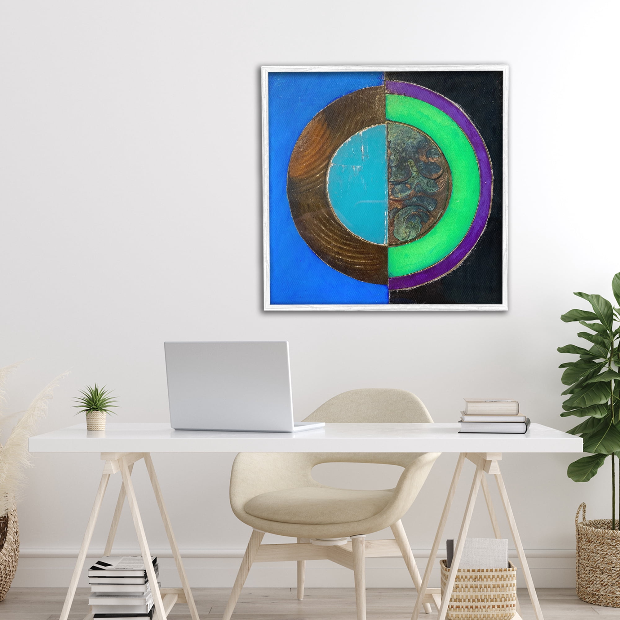 Stupell Industries Nocturnal Circle Symmetry White Framed Giclee Art, design by Matthew Finger