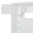 thumbnail image 5 of Wooden Queen Size Platform Bed with All-in-One Cabinet and Shelf, Modern Platform Bed with 4 Drawers, 10 Shelves and 4 Cabinets, No Box Spring Needed, White, 5 of 7
