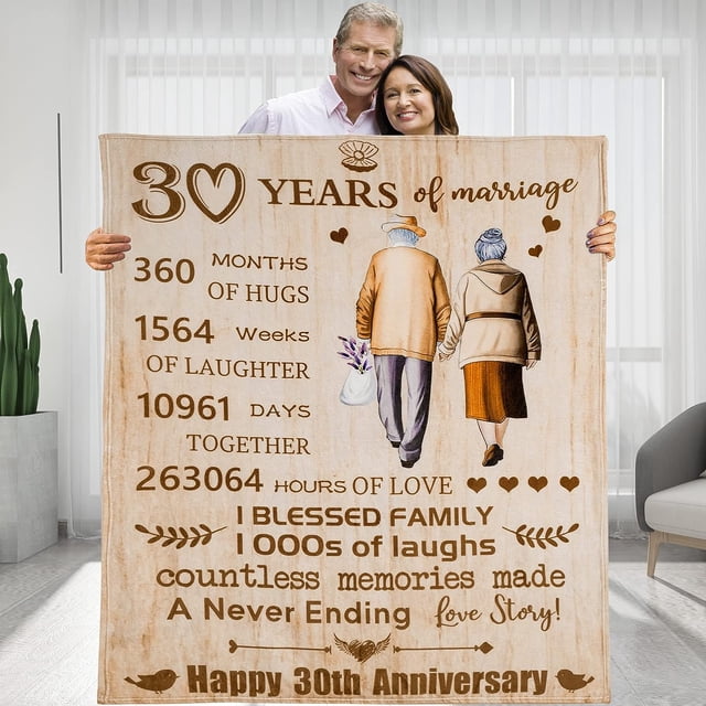LHSHID 30 Years 30th Anniversary Throw Blanket Gifts Gift for 30th Wedding Anniversary Valentine Gifts for Her Him Wife Husband Mom Dad Grandma Grandpa 50"x60"