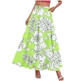 thumbnail image 4 of Dress Summer for Women Ndbuld Womens Summer Fashion Printed Elastic Waist Drawstring Double Pocket Skirt A-line Half Length Skirt Green XL, 4 of 5