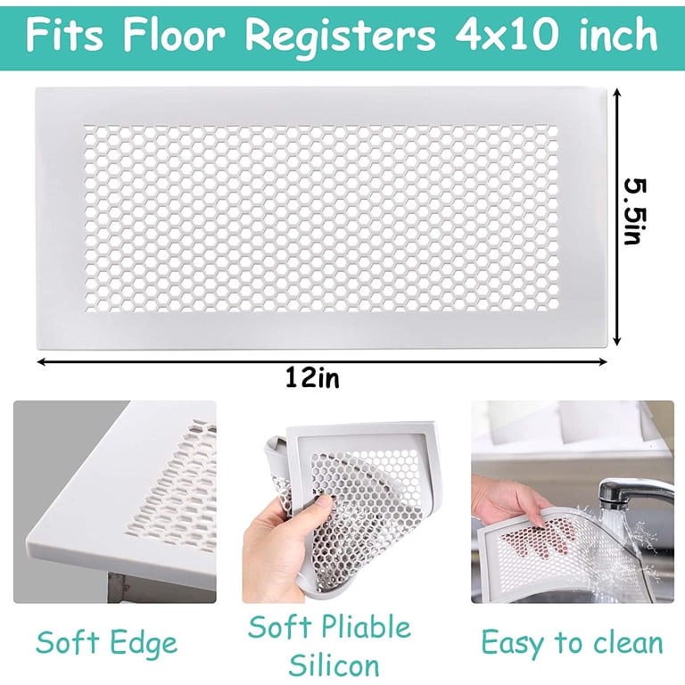 4 Pack Floor Vent Covers 4x10 Floor Register Cover Silicone Rectangle Air  Vent Screen Cover Screen for Home Air Vent Filters for Home Wall Ceiling  Floor Catch Debris Hair, White - Walmart.com