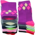 thumbnail image 6 of ToBeInStyle Women's Pack of 6 Fashion Printed Crew Sock - Edge Argyle, 6 of 7