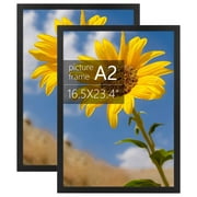 Golden State Art, A2 Picture Frame with Plexiglass, 16.5 x 23.4 Inch Frame - Horizontal and Vertical Display for Wall - Set of 2 (Black)