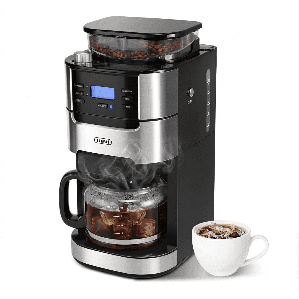 GEVI 10-Cup Programmable Grind & Brew Drip Coffee Maker - Built-in Burr Grinder