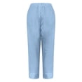 thumbnail image 5 of Women's cotton and linen long pants, stretch high-waisted straight leg casual pants, pants, 5 of 8