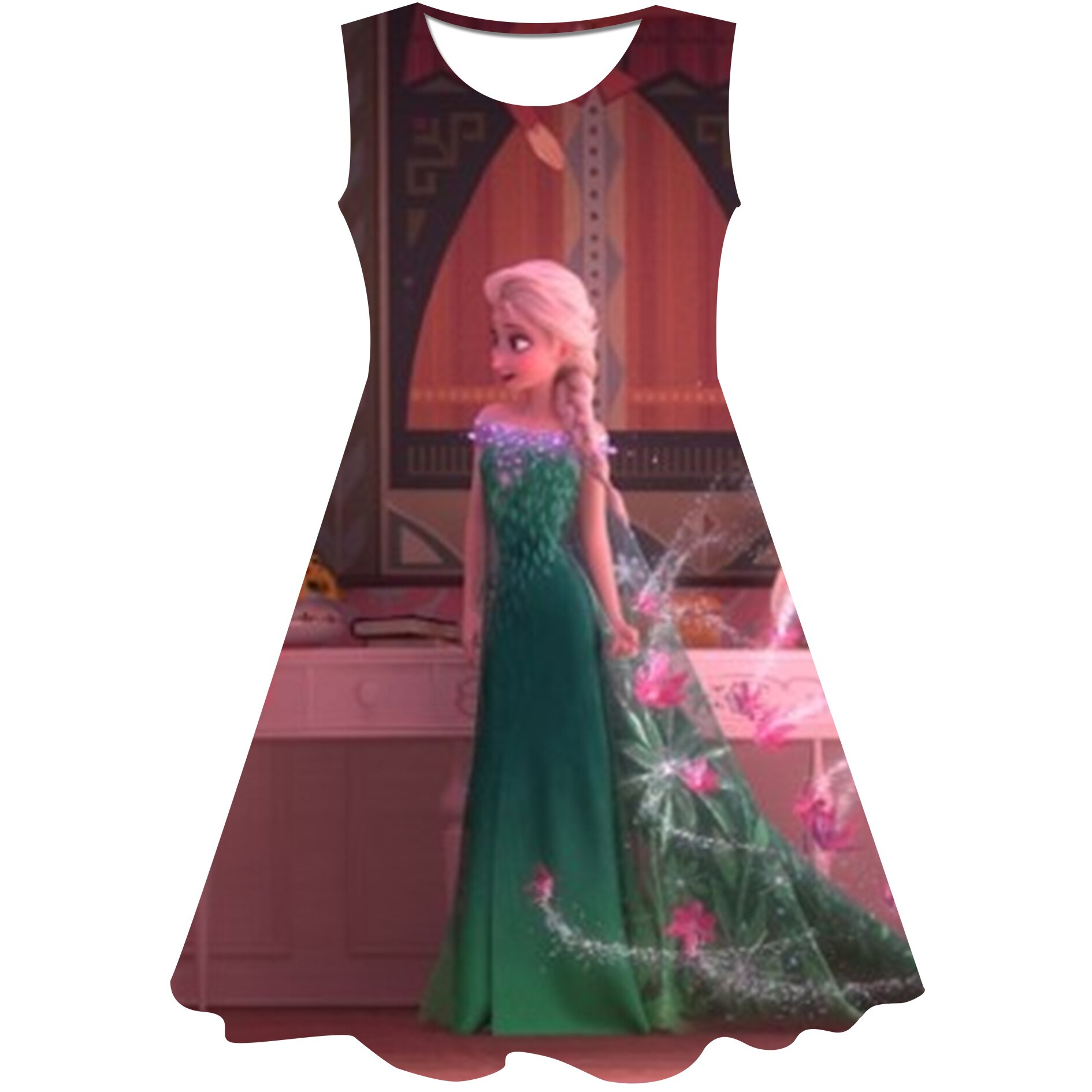 Robe Imprimée 3D Princesse Africaine Pour Fille – Bretelles, Longueur Base, Mélange Coton – Idéale Fêtes Et Photos