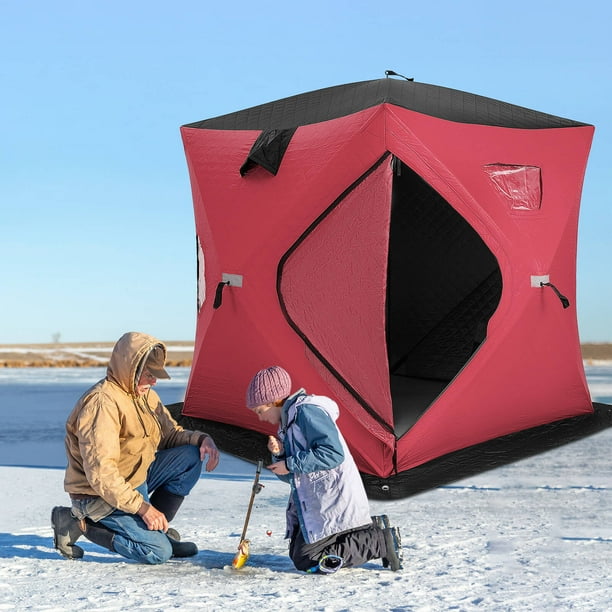 Harmijoy Insulated Pop up Ice Fishing Tent Portable 2 Person Ice Shanty with Cotton Padded Walls Windows Zippered Door Air Vents Walmart