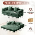 thumbnail image 3 of Timbernest 76.8" Folding Sofa Bed, King Size Convertible Sleeper Sofa with 2 Pillows, Chenille Floor Sofa for Living Room, Small Spaces, Dark Green, 3 of 14