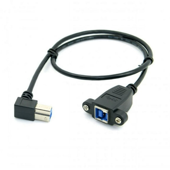 JSER USB 3.0 Back Panel Mount B Type Female To Right Angled 90 Degree B Type Male Extension cable 0.5m