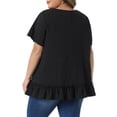 thumbnail image 4 of DARING DIVA Women's Plus Crew Neck Short Sleeve Loose Fit Flowy Blouse Top 2X Black, 4 of 6