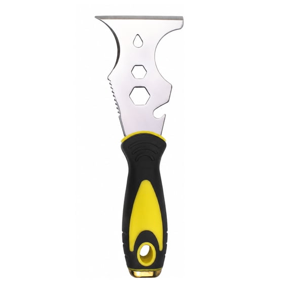DEXIMRO Putty Knife, Paint Scraper 15 in 1 Putty Knife Multi Use Painters Tool, Taping Knife, Paint Scraper Tool for Wood, Metal Scraper with Hammer End, Razor Blade Scraper, Spackle Tool (1pc)