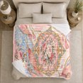 thumbnail image 5 of Ornate Floral Medallion Pink Roses Gold Filigree Vintage, Cozy Friendship Quote Scene, Warm Flannel Blanket for Living Room and Reading Nook, Art Lovers Friendship Gift, Artistic Home Decor, 5 of 9