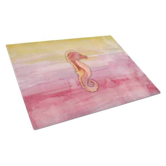 Seahorse Watercolor Glass Cutting Board Large