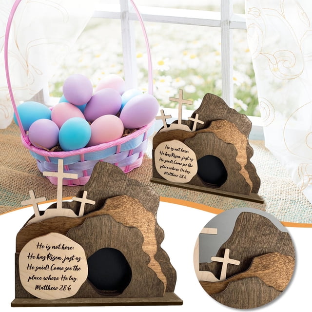 Fiudx Nacimiento de Madera, Escena de Pascua Artesanal, Belén de Madera, Decoración Festiva para El Hogar, Regalo de Boda de Primavera, Multiusos para Oficina y Sala de Estar, 1 Juego de Adornos