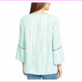 thumbnail image 1 of Gloria Vanderbilt Women's V-Notched Neckline Midnight Affair Printed Blouse 2X/Paint Flow Aqua Mist, 1 of 2