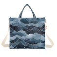 thumbnail image 7 of FORMRS Womens Corduroy Tote Bag Crossbody Shoulder Purse Handbag with Detachable Strap, Blue Watercolor Mountain Pattern, 7 of 7