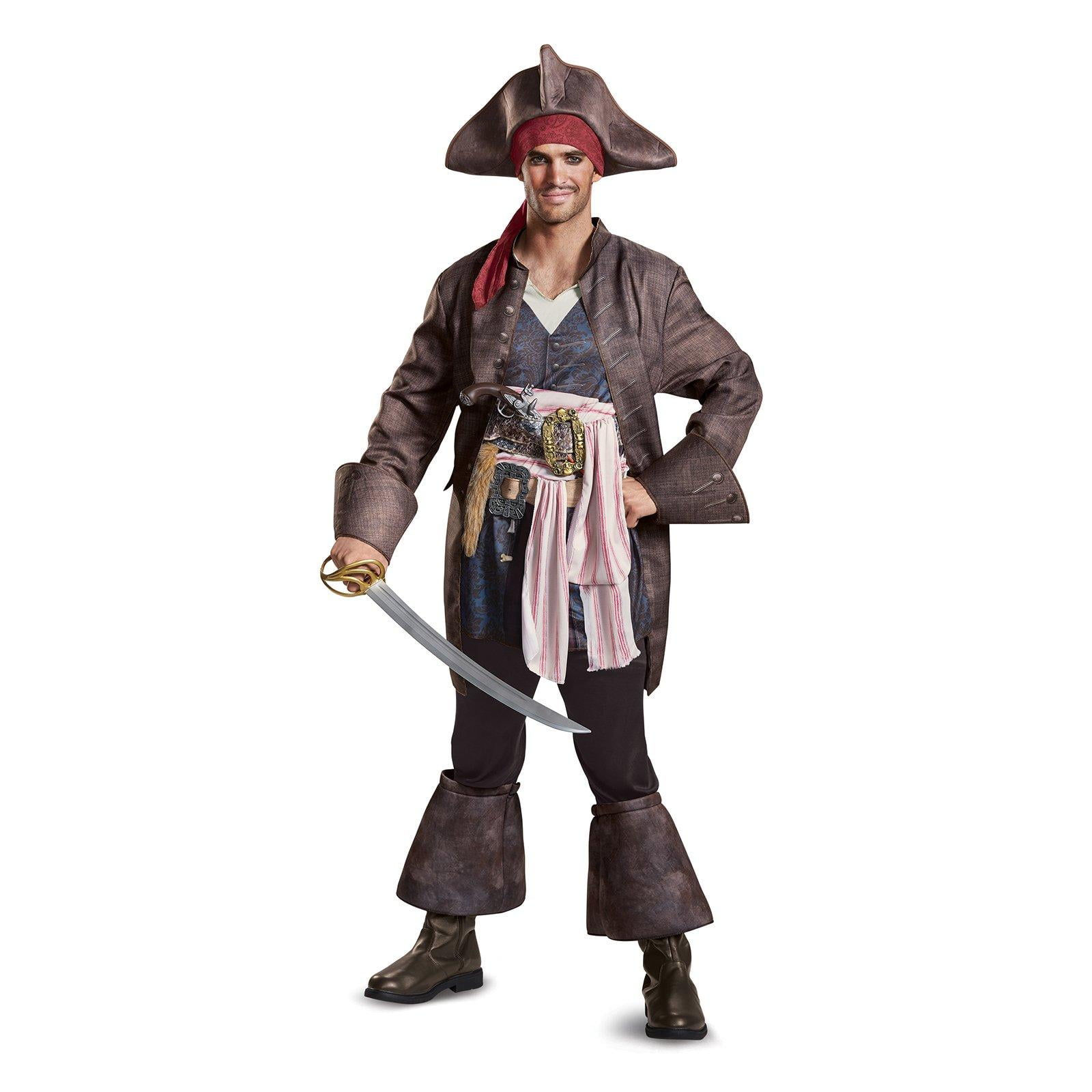 Jack Sparrow Mens Fancy Dress Pirates of the Caribbean Disney Film Adult Costume 