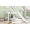 thumbnail image 3 of Harper & Bright Designs Low Bunk Bed Twin Over Twin, Wood Floor Bunk Bed with Slide and Ladder, L-Shape Bunk Bed for Bedrooms, White, 3 of 12