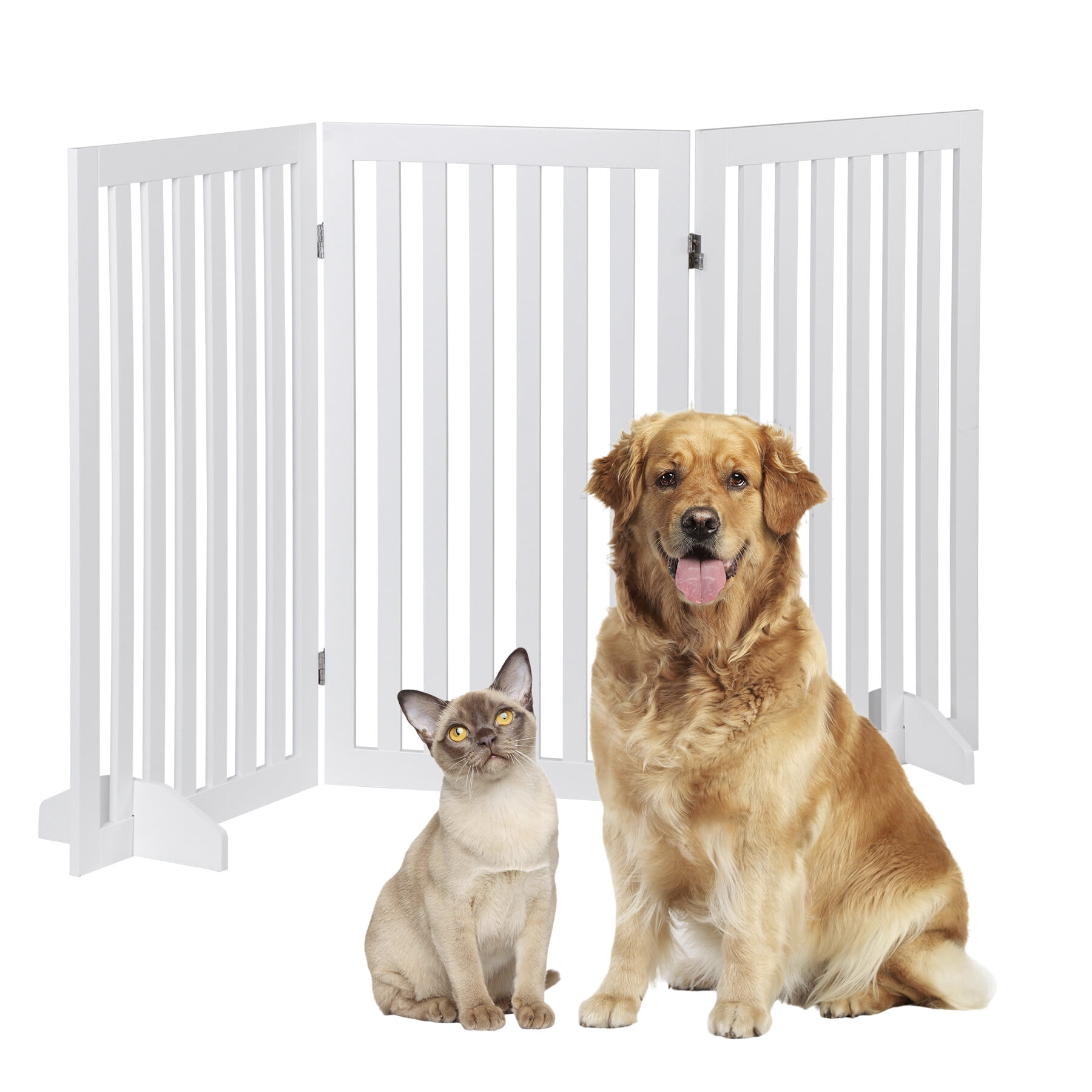 ZENSTYLE 36 Inch Foldable Pet Fence Home Entryway Doorway Indoor Dog Fence Pet Gate 3 Panels White