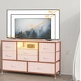 thumbnail image 6 of Zzistar 8 Drawer Dresser TV Stand with Power Outlet and LED Lights for 55'' TV, Wood Wide Console Table Chest of Drawers Fabric Storage Tower with 8 Deep Drawers, 6 of 9