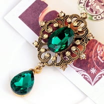 Anvazise 2Pcs Women's Luxury Rhinestone Alloy Brooch Pin Large Waterdrop Pendent Party Jewelry Green size 4