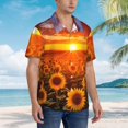 thumbnail image 3 of Susaid Sunset Golden Sunflower Field Print Hawaiian Shirts for Men Women,Hawaiian Summer Short-Sleeve Casual Relaxed-Fit Button-Down,3X-Large, 3 of 7